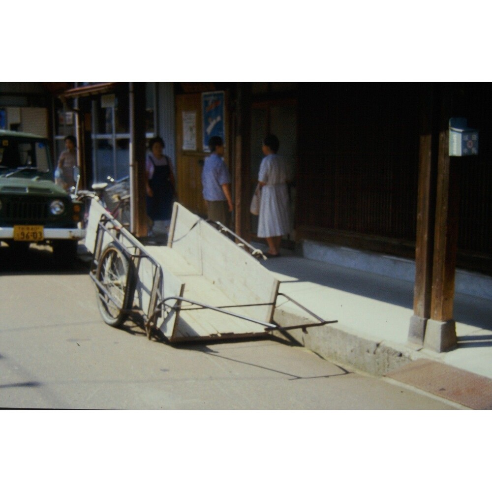 1980s Pro Photo Lab Japan Travels, Japanese-style bicycle trailer, rear car
